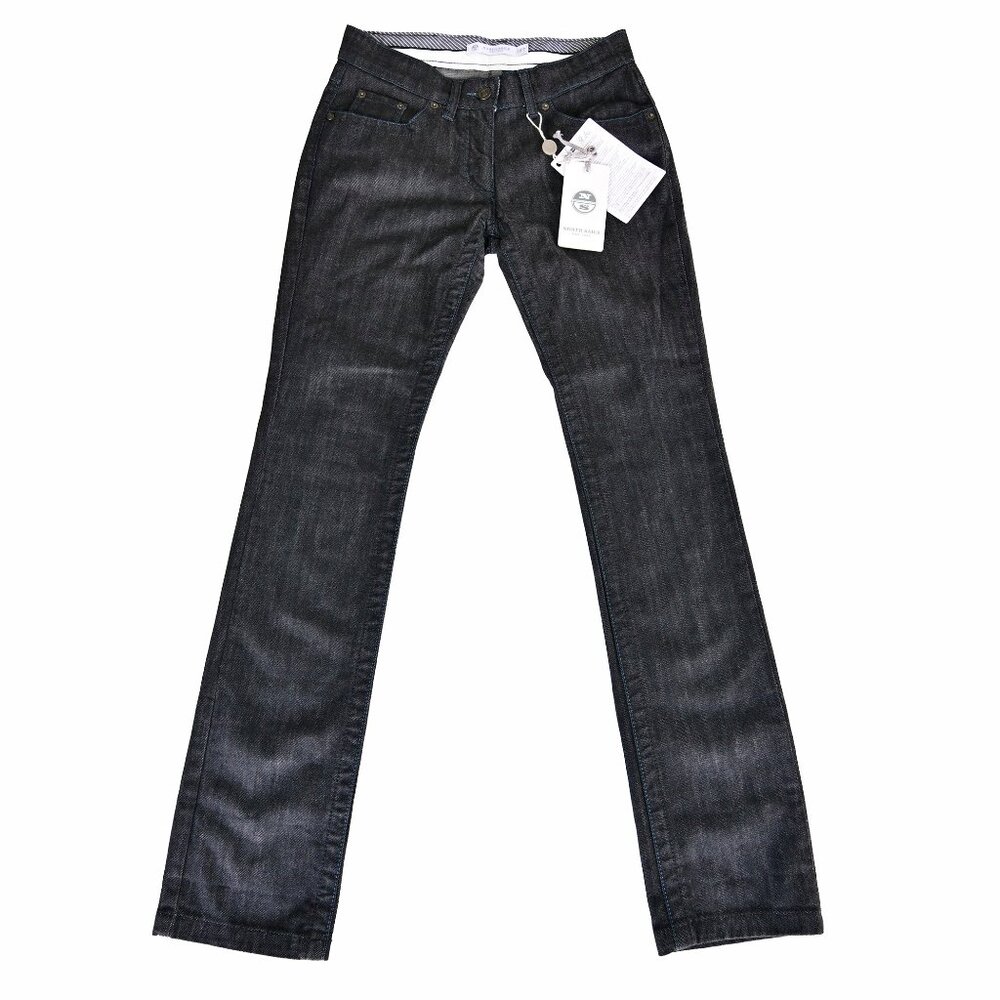 North Sails Black Jeans Women 27 Dark Wash Bootcut Slim Flap Pocket NWT